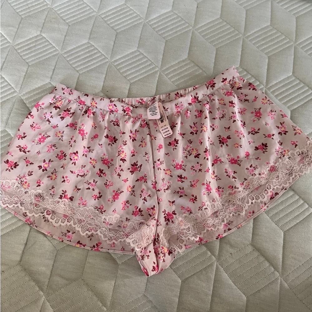 Victoria’s Secret pink silk floral sleep shorts